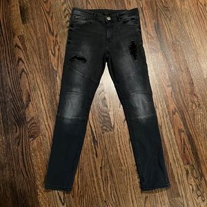 H&M distressed black denim